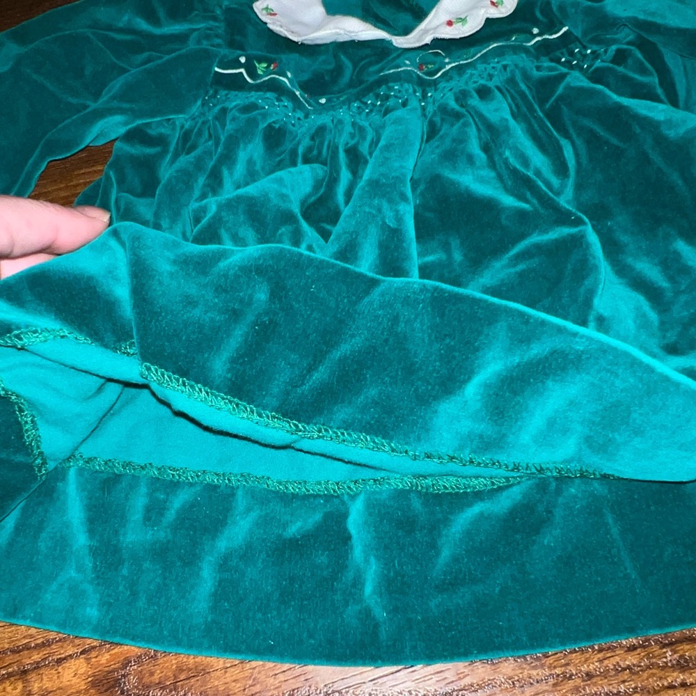 Vintage 90s Alison Scott Velvet Short Sleeve Dress With White Collar 9 Months - Picture 7 of 9